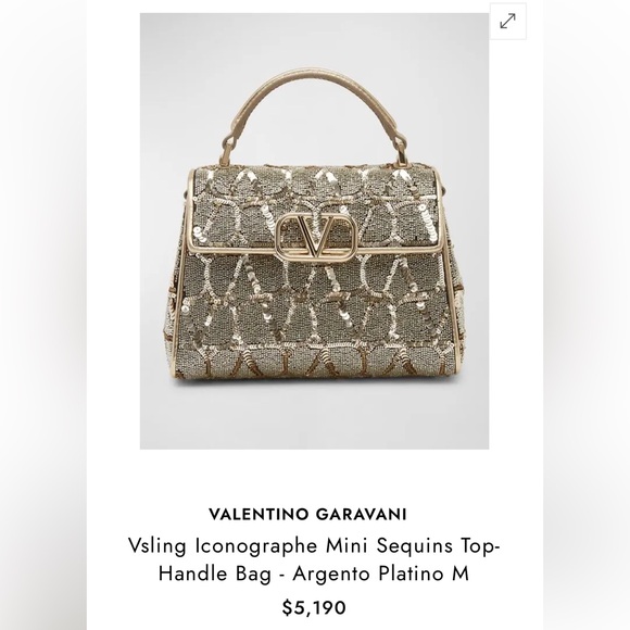 Valentino Garavani Vsling iconograph V logo sequin top handle crossbody bag NIB - Picture 3 of 14